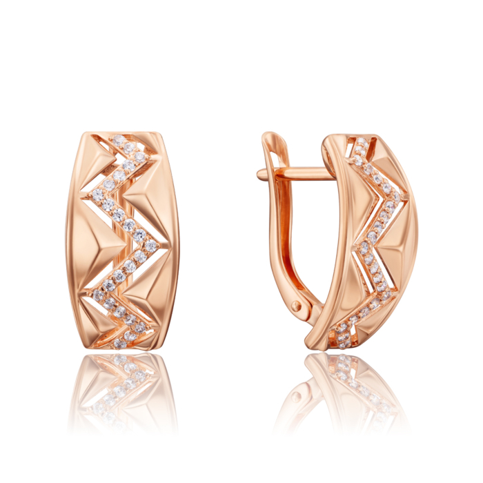 Золоті сережки з фіанітами. Артикул 22757/01/0/1