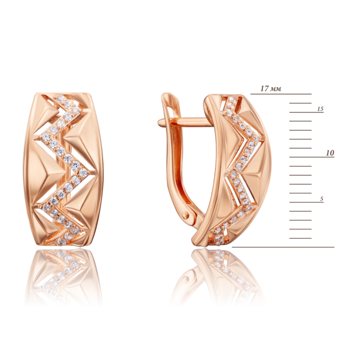 Золоті сережки з фіанітами. Артикул 22757/01/0/1