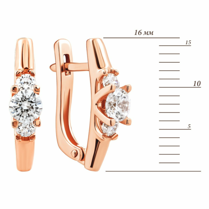 Золоті сережки з фіанітами Royal Zirconia.Артикул UG5С4194 Royal