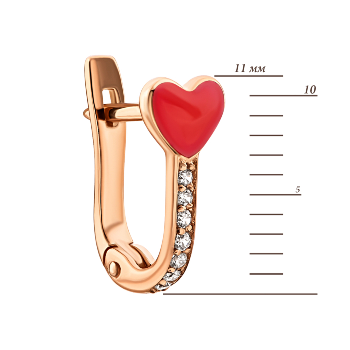 Золоті сережки з фіанітами і емаллю.Артикул UG5210601410101