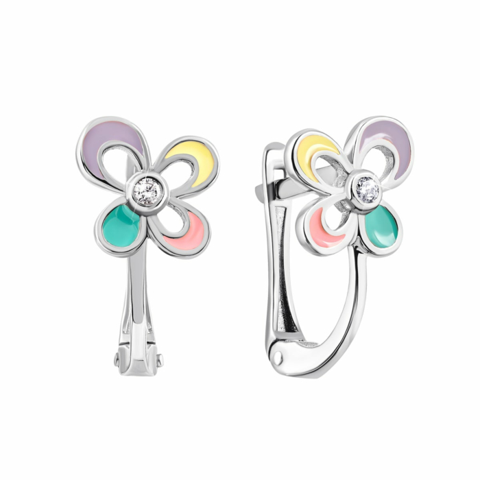 Золоті сережки з фіанітами і емаллю. Артикул UG5С0602/1