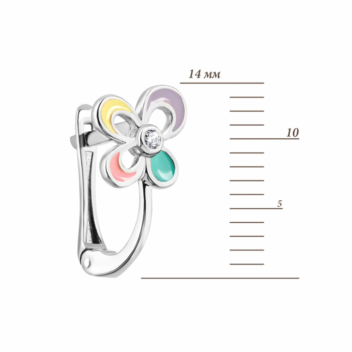 Золоті сережки з фіанітами і емаллю. Артикул UG5С0602/1