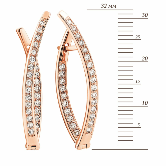 Золотые серьги с фианитами. Артикул UG5С0196