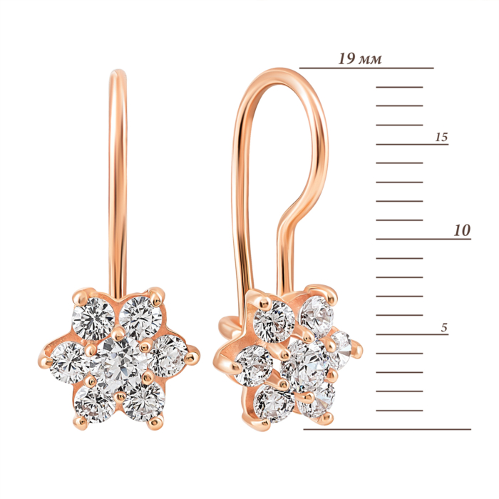 Золоті сережки з фіанітами. Артикул UG5С0331