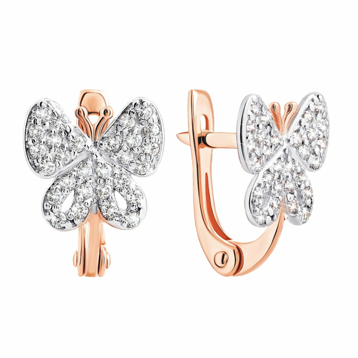 Золотые серьги с фианитами. Артикул UG5С0432