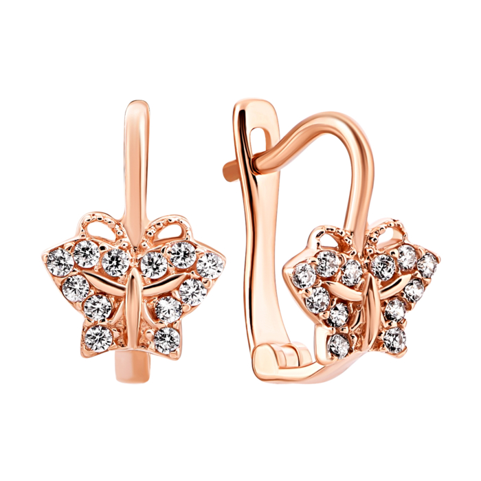 Золоті сережки з фіанітами.Артикул UG5с128