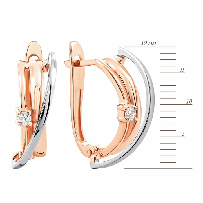 Золотые серьги с фианитами. Артикул UG5С2066