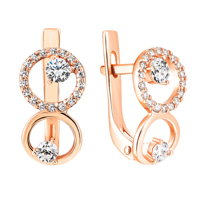 Золотые серьги с фианитами. Артикул UG5СВ1396(зв)