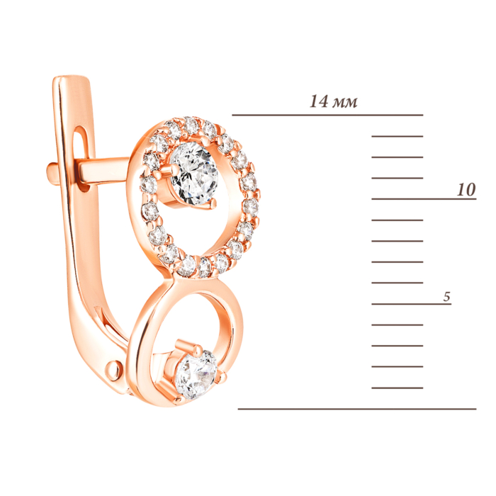 Золотые серьги с фианитами. Артикул UG5СВ1396(зв)