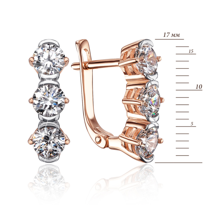 Золоті сережки з фіанітами S. Артикул 21911/01/1/206