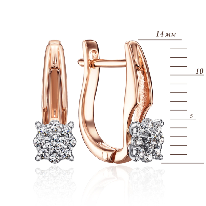 Золоті сережки з фіанітами S. Артикул 21918/01/1/1769