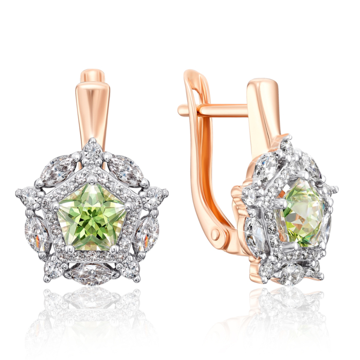 Золоті сережки з фіанітами S. Артикул 22454/01/1/3155