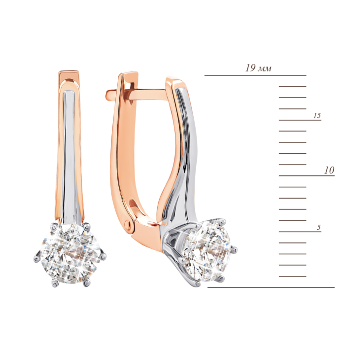 Золоті сережки з фіанітами S Zirconia. Артикул UG5С4055Sw