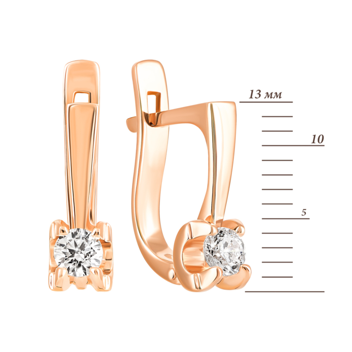 Золоті сережки з фіанітами S Zirconia. артикул UG5С4221 Sw