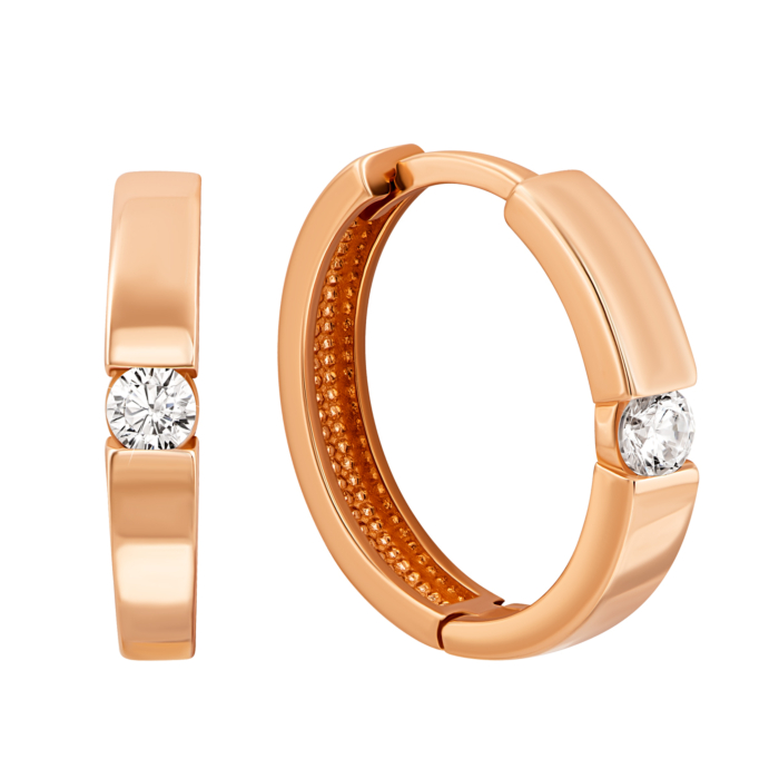 Золоті сережки-конго з фіанітом.Артикул UG52111025501