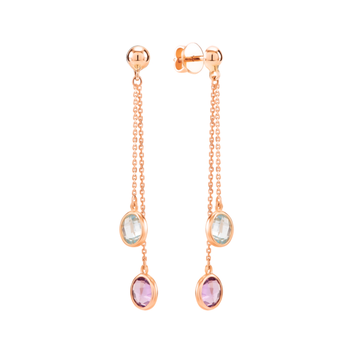 Золоті сережки-підвіски з кварцом. Артикул UG52/50/341
