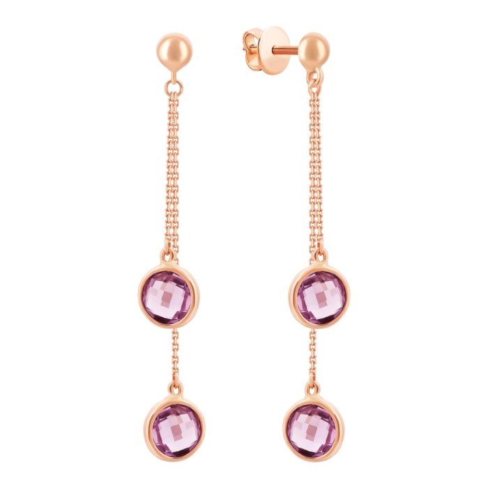 Золоті сережки-підвіски з кварцом.Артикул UG52/50/343