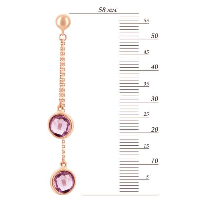 Золоті сережки-підвіски з кварцом.Артикул UG52/50/343