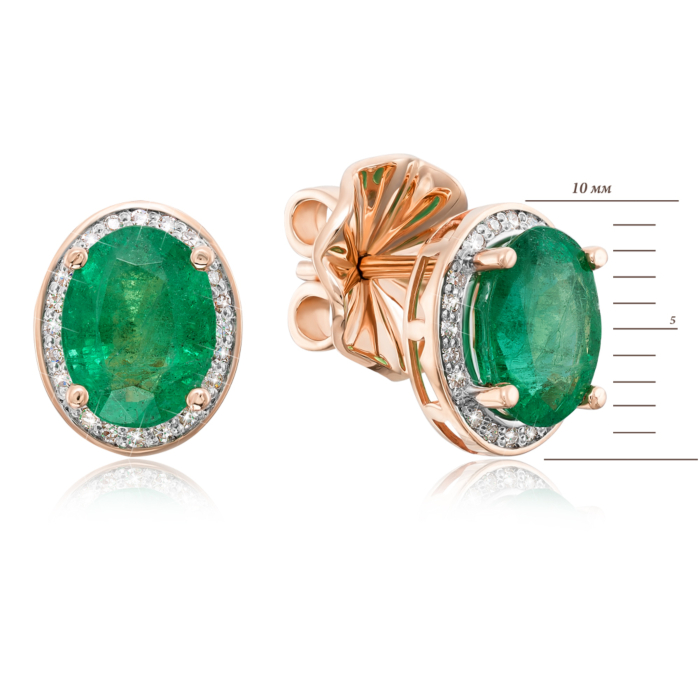 Золоті сережки зі смарагдом і діамантами. Артикул 520007/01/1/10234