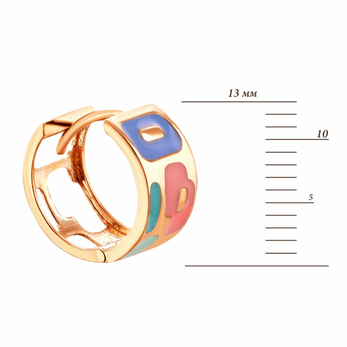 Золоті сережки-конго з емаллю. Артикул UG52/40/049