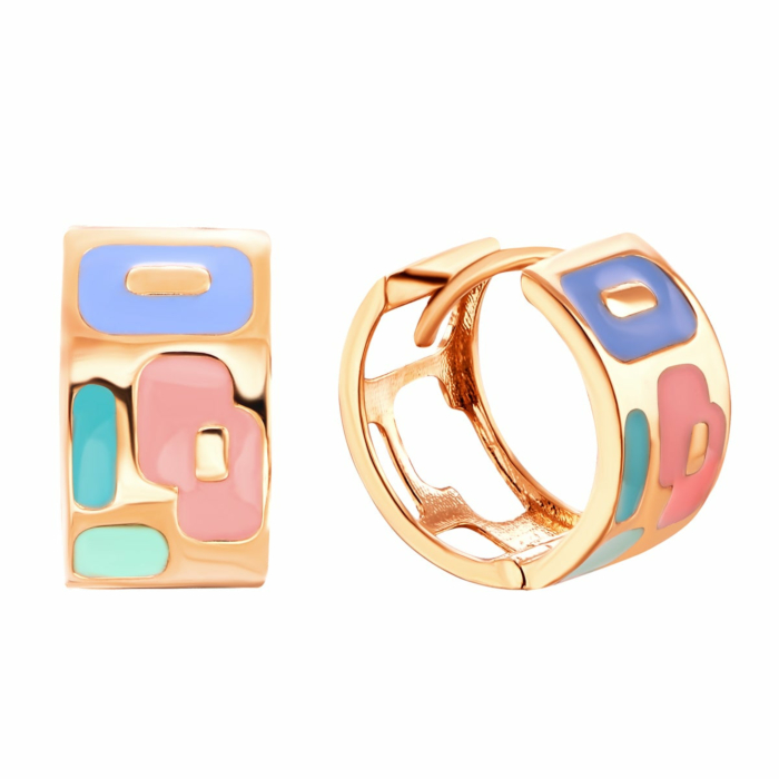 Золоті сережки-конго з емаллю. Артикул UG52/40/049