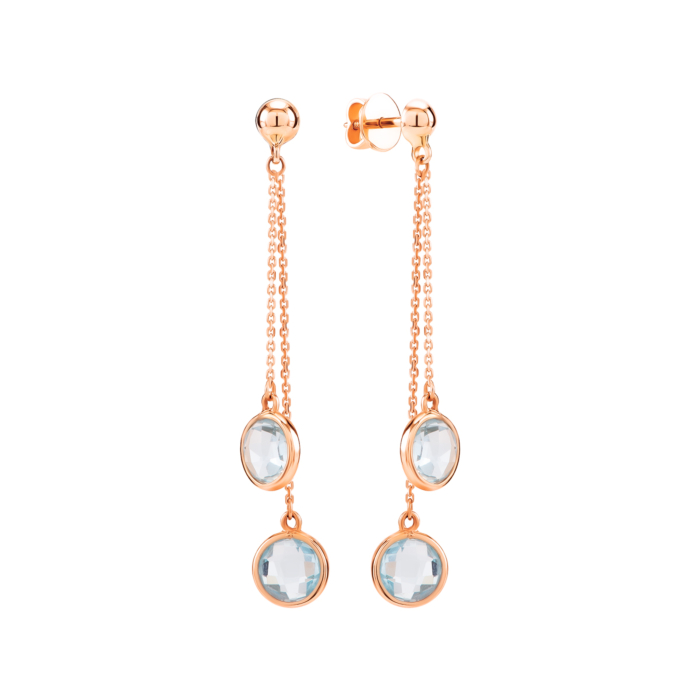 Золоті сережки-підвіски з блакитним кварцом. Артикул UG52/50/339