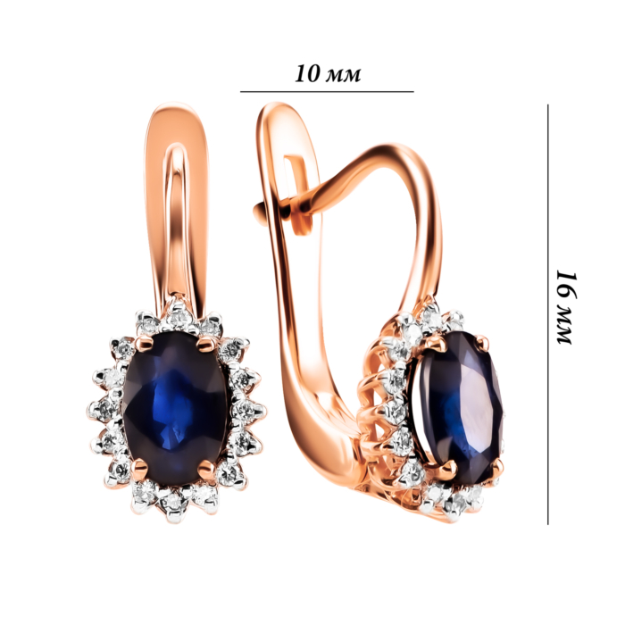 Золоті сережки з сапфіром і діамантами. Артикул UG523332SAPH
