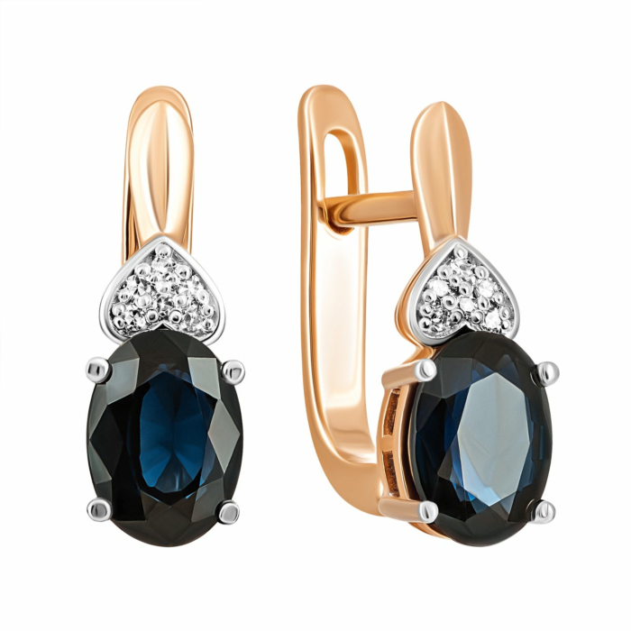 Золоті сережки з сапфірами і діамантами. Артикул UG5520014/01/1/10528
