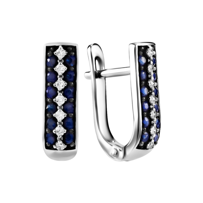 Золоті сережки з сапфірами і діамантами. Артикул UG5520096/02/1/10405