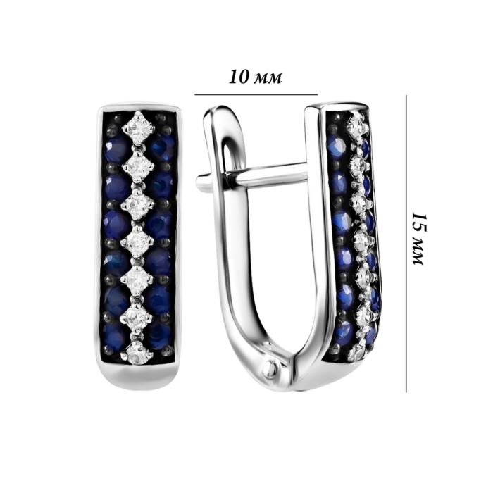 Золоті сережки з сапфірами і діамантами. Артикул UG5520096/02/1/10405