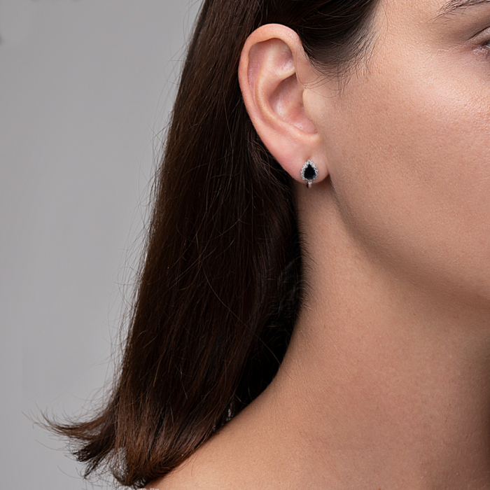 Золотые серьги с сапфиром и бриллиантами. Артикул 520004/02/1/9737