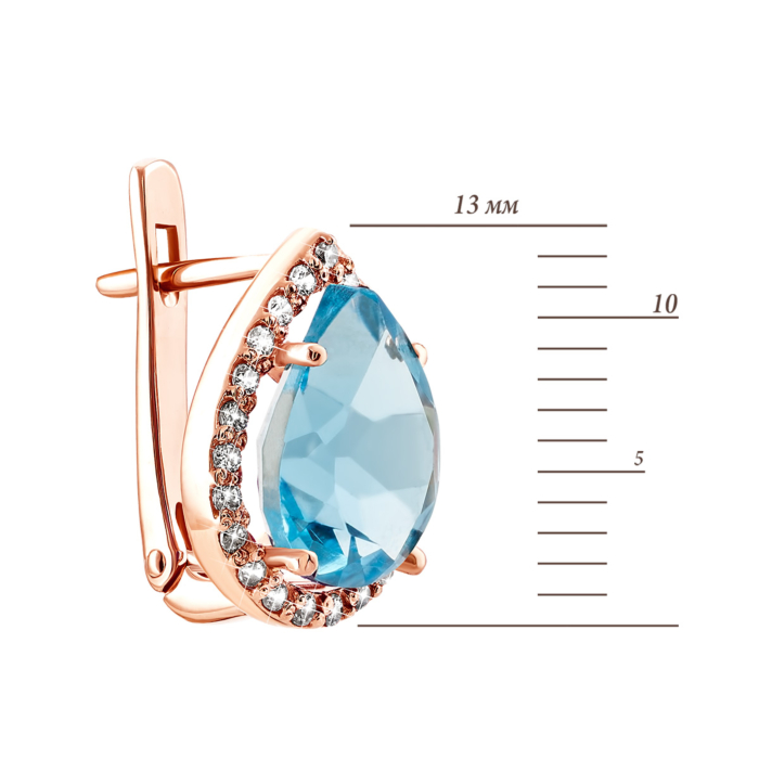 Золоті сережки з топазом і фіанітами. Артикул UG5С4030топ