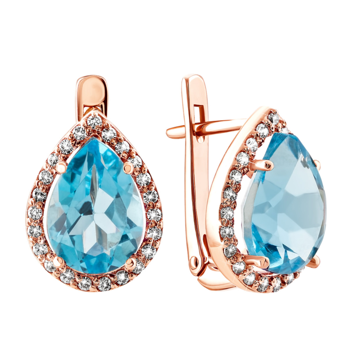 Золоті сережки з топазом і фіанітами. Артикул UG5С4030топ
