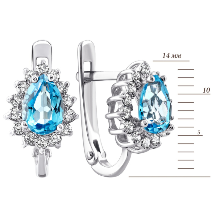 Золоті сережки з топазом і фіанітами. Артикул UG5С4033/1топ