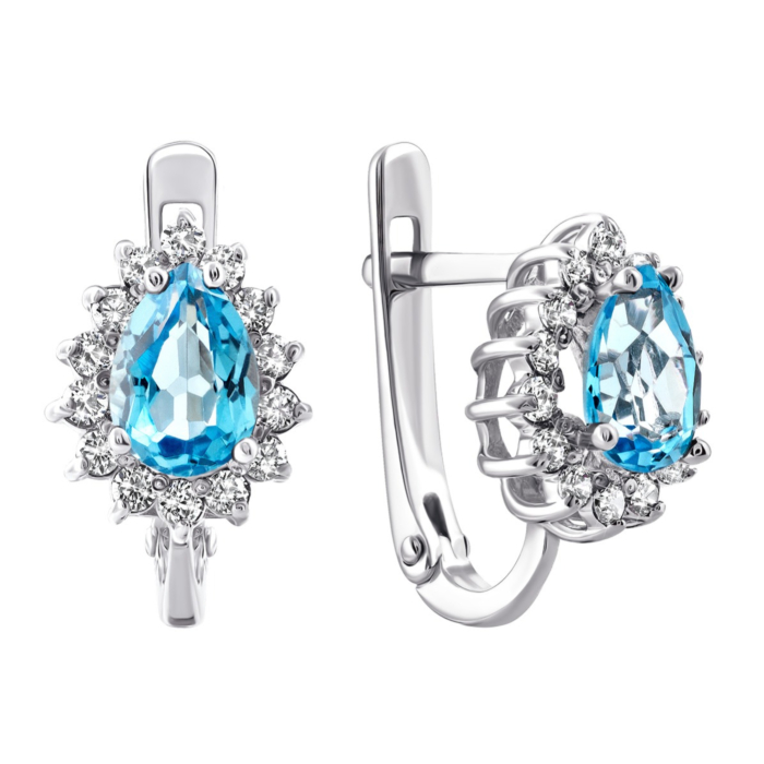 Золоті сережки з топазом і фіанітами. Артикул UG5С4033/1топ