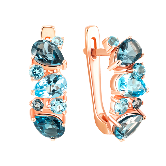 Золотые серьги с топазом swis и лондон-топазом. Артикул UG5с657тл