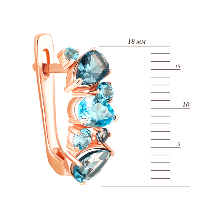 Золотые серьги с топазом swis и лондон-топазом. Артикул UG5с657тл
