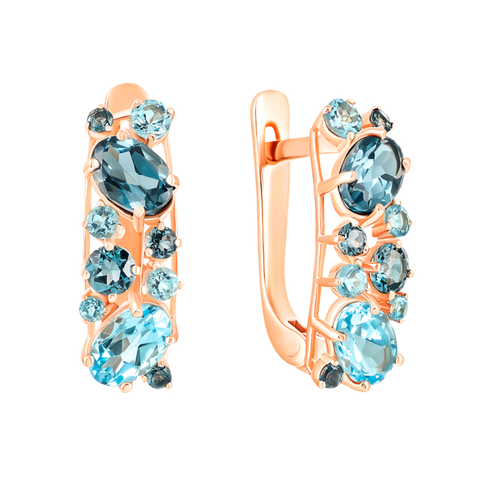 Золотые серьги с топазом swis, лондон-топазом. Артикул UG5с652тл