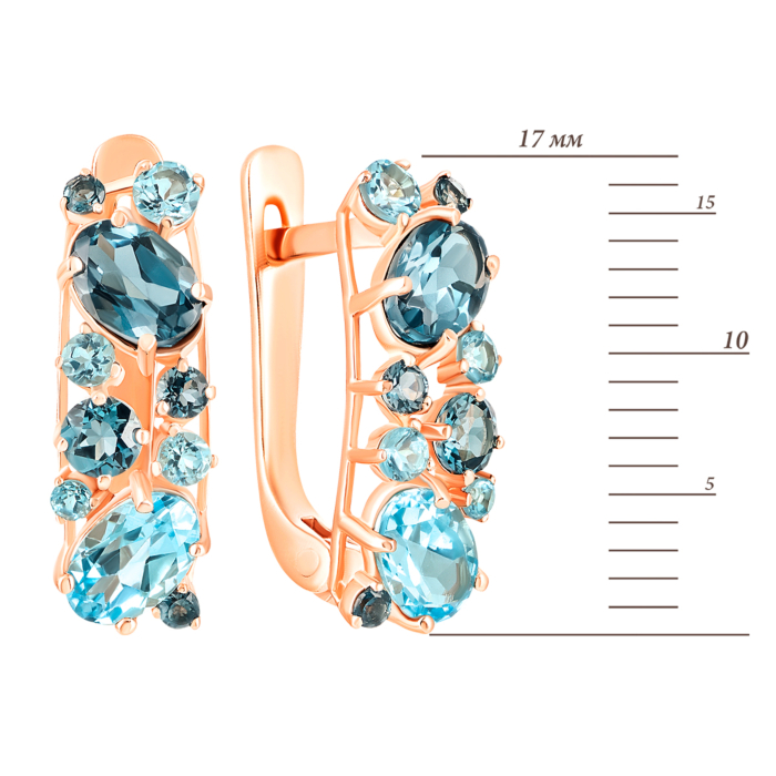 Золотые серьги с топазом swis, лондон-топазом. Артикул UG5с652тл