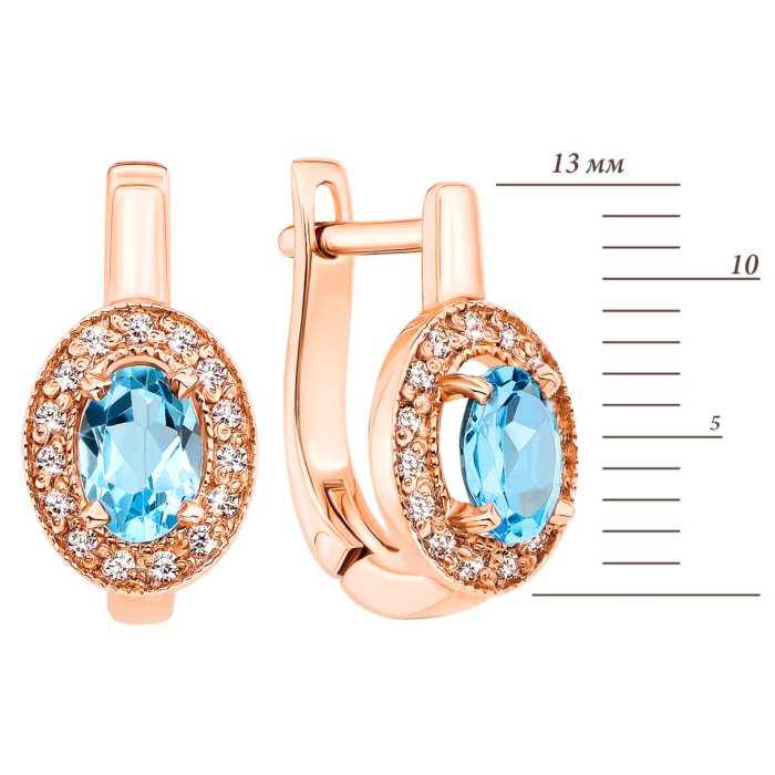 Золотые серьги с топазом swiss и фианитами (50288/01/0/5001 (50288/тп sw)