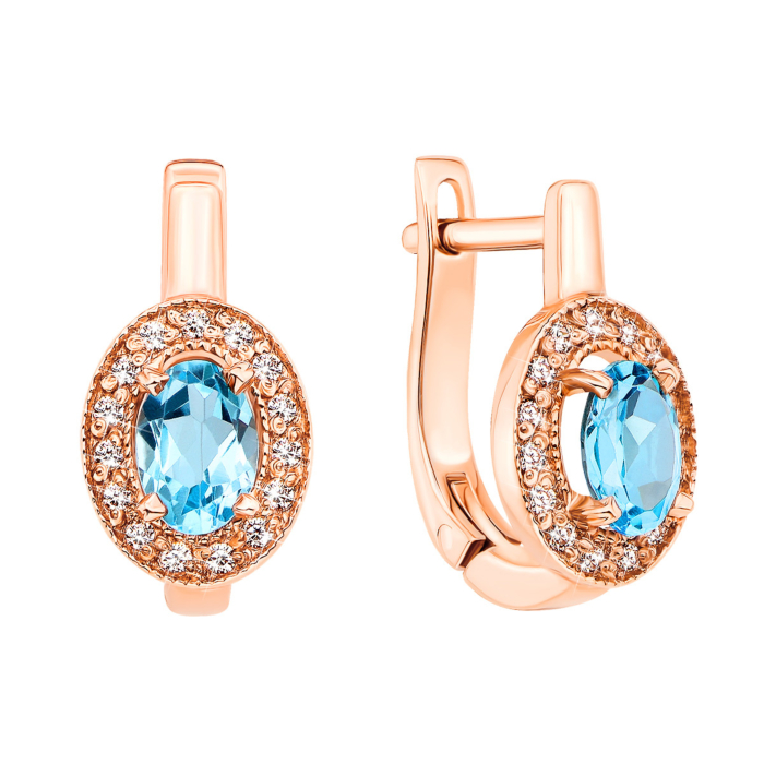 Золотые серьги с топазом swiss и фианитами (50288/01/0/5001 (50288/тп sw)