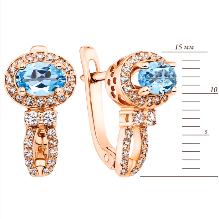 Золотые серьги с топазом swiss и фианитами (50310/01/0/5242 (50310/топ к)