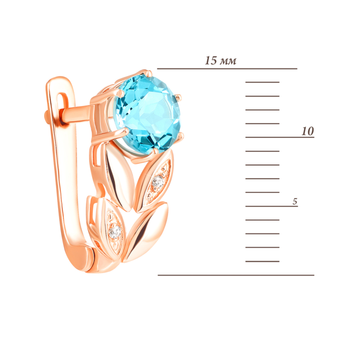 Золотые серьги с топазом swiss и фианитами. Артикул UG5с659тс