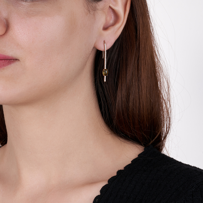 Золотые серьги с турмалином. Артикул 540094/01/0/7260