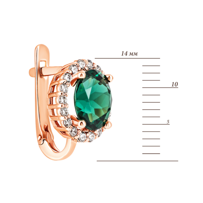 Золотые серьги с верделитом и фианитами. Артикул UG5С4036NS:Верделит