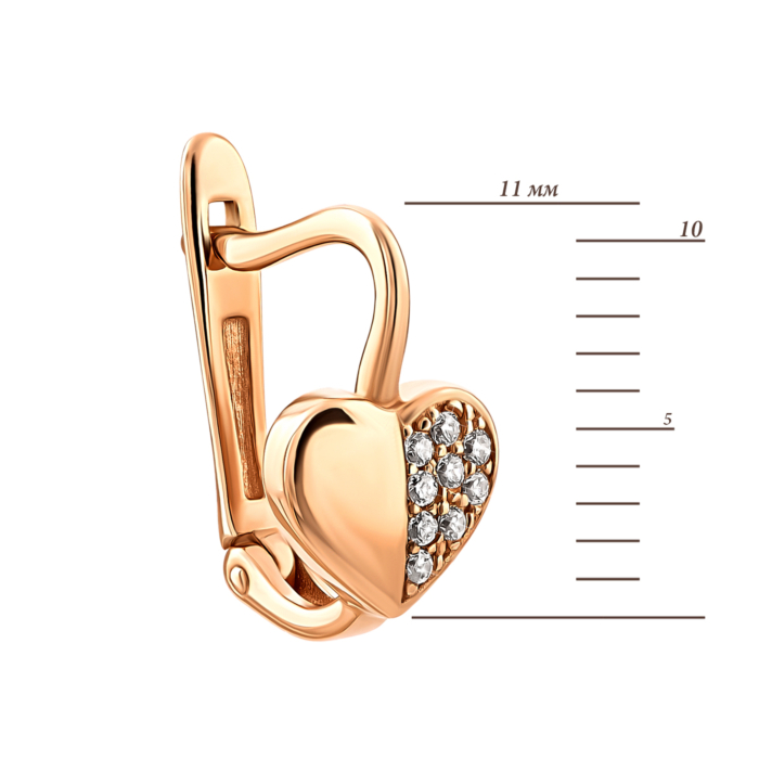 Золоті сережки Серце з фіанітами.Артикул UG5210911910101