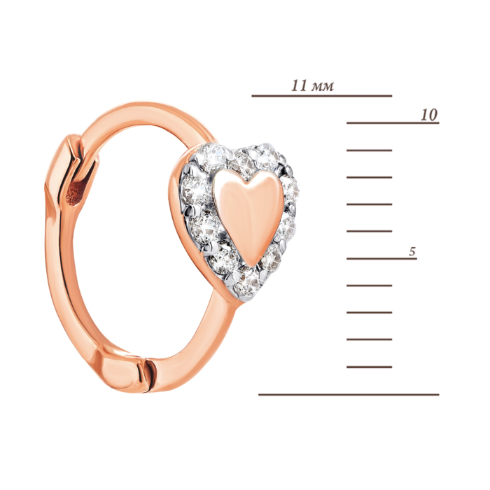 Золотые серьги Сердце с фианитами. Артикул UG5700220-С Рр