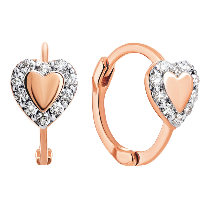 Золотые серьги Сердце с фианитами. Артикул UG5700220-С Рр