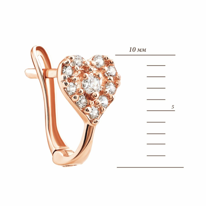 Золотые серьги Сердце с фианитами. Артикул UG5СВ237и