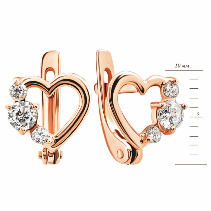 Золотые серьги Сердце с фианитами. Артикул UG5СВ250и